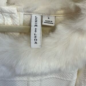 Janie and Jack FAUX FUR COLLAR DRESS, side 6 in cream Worn once for photos.